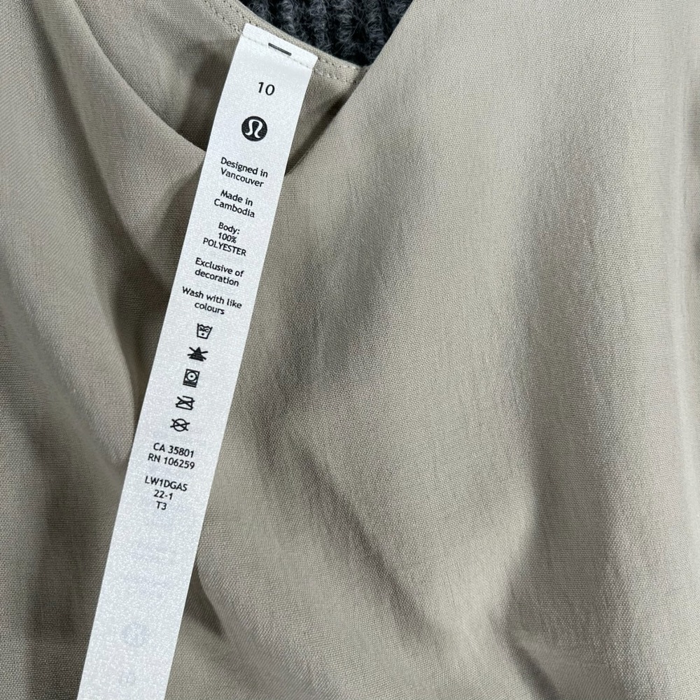 Lululemon V Neck Midi Dress Womens Size 10 Beige Casual Active Lightweight New - Picture 5 of 16